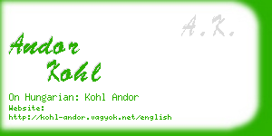 andor kohl business card